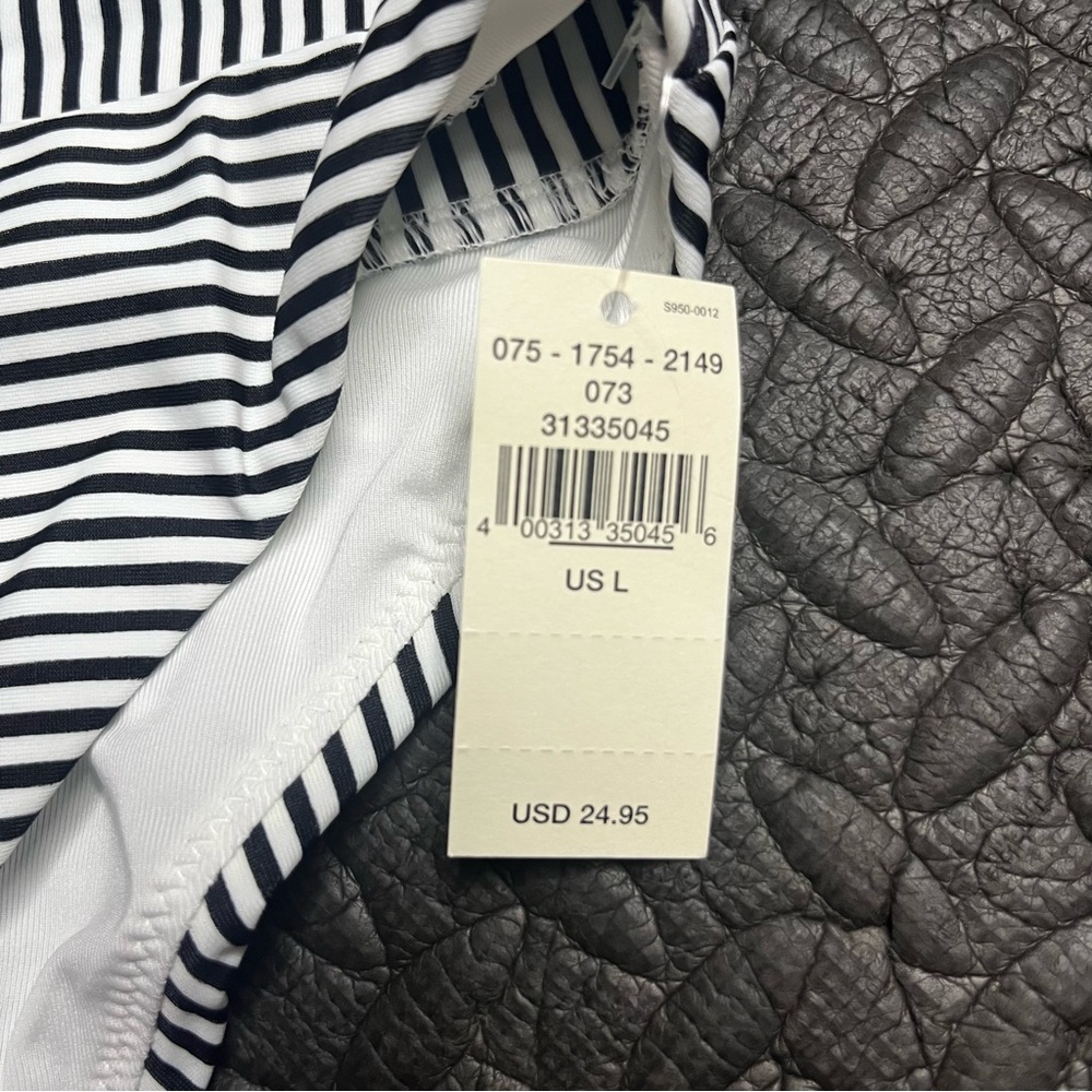 Aerie‎ High Cut Cheeky Bikini Bottom Swim Large Black White Stripe NWT Swimwear - Picture 2 of 6